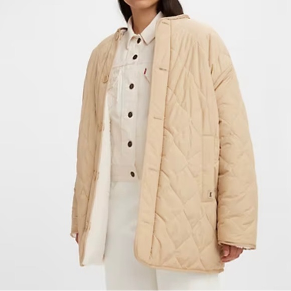 🍁NWT Levi’s MARLOWE oversized reversable Sherpa jacket coat - Picture 4 of 12